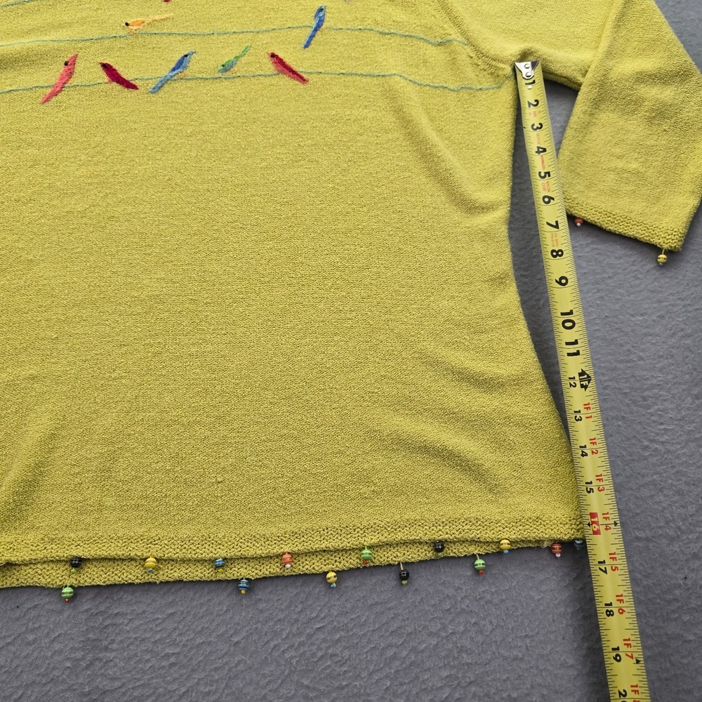 Vintage Susan Bristol Sweater Womens Large Lime Green Whimsical Embellished Knit - Picture 10 of 11